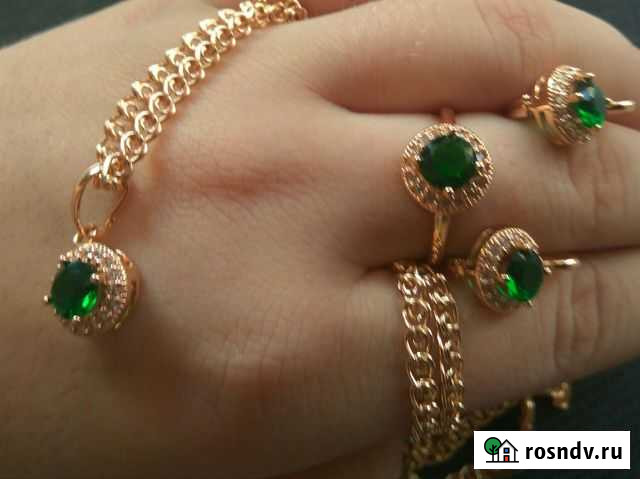 Ювелирный комплект золочение 585 Новосибирск - изображение 1