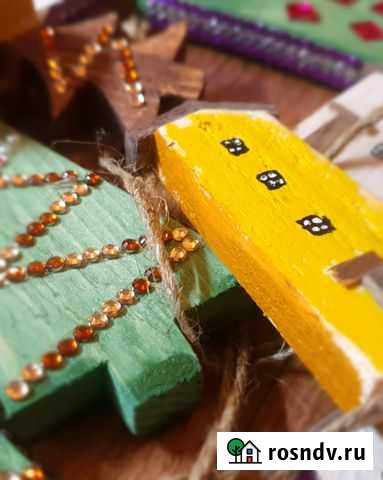 Новогодние елочные игрушки из дерева Братск - изображение 1