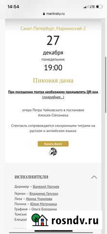 Билеты в Мариинский театр Санкт-Петербург - изображение 1