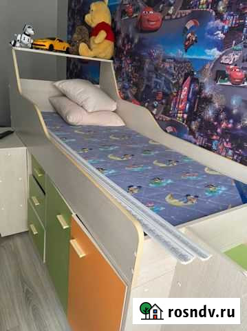 Кровать детская шкафь стол матрас весь комплект Балашиха - изображение 1