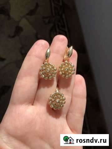 Золотой комплект серьги и кольцо Карачаевск - изображение 1