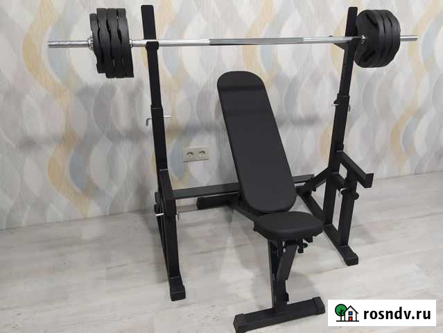 Скамья для жима + стойка с подстраховкой черная Воронеж - изображение 1