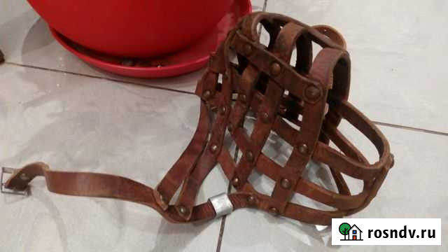 Намордник из натуральной кожи на породу черный тер Донской - изображение 1