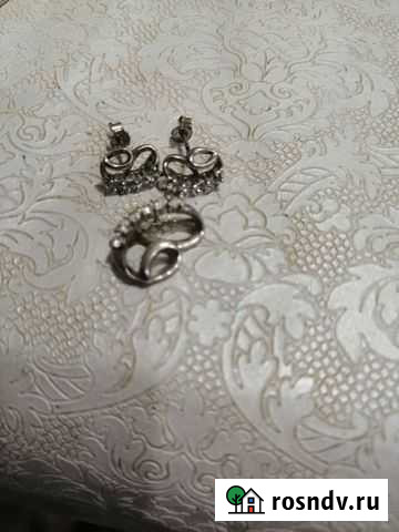 Серебряные серьги и кулон Вологда - изображение 1