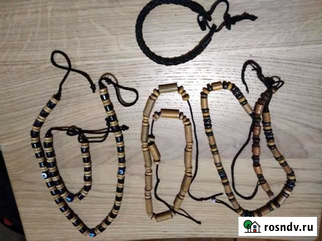 Мужские бусы и браслеты из нат дерева и кожи Смоленск - изображение 1