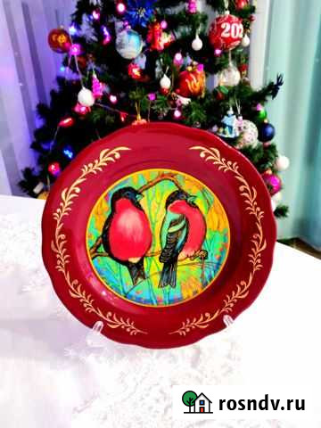 Декоративная тарелка Снегири Анапа - изображение 1