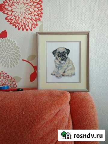 Вышивка собаки Мопс DMC Чебоксары - изображение 1