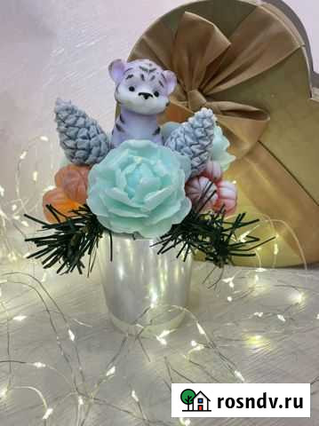 Новогодний мыльный букет с тигром и зверятами Токсово - изображение 1