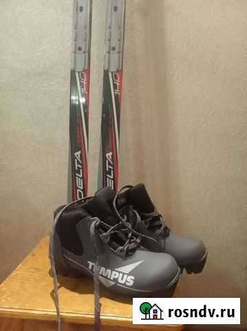 Лыжи детские delta peltonen + палки + ботинки Красноярск - изображение 1