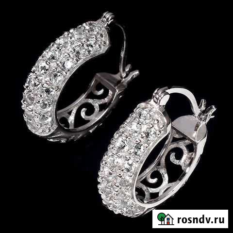 Серебряные серьги конго с аквамаринами Углич - изображение 1