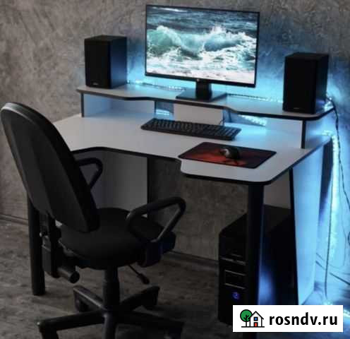 Компьютерный стол геймерский белый с черным Воронеж - изображение 1