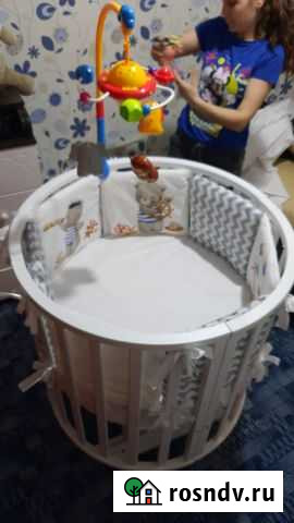 Детская кроватка трансформер круглая Курск - изображение 1