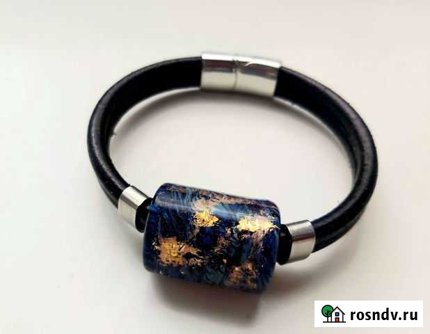 Браслет Vloes кожа + муранское стекло Воронеж - изображение 1