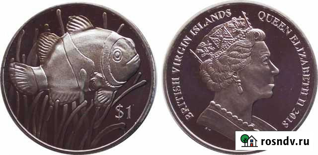 Виргинские острова - 1 доллар - рыба клоун - UNC Рыбинск - изображение 1