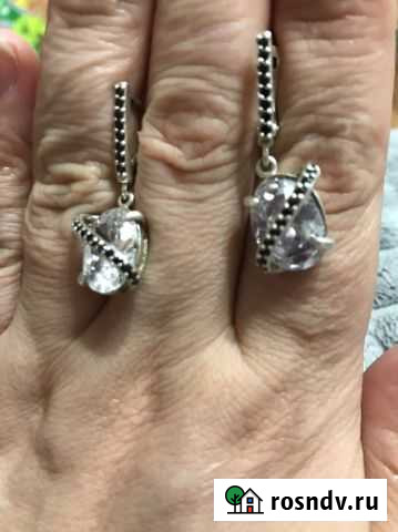 Серьги серебро 925 радированные Красноярск - изображение 1
