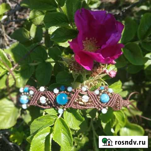 Браслет с натуральными камнями микромакраме Тюмень - изображение 1