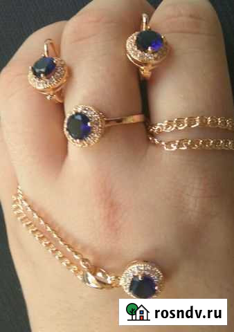 Ювелирный комплект золочение 585 Новосибирск - изображение 1