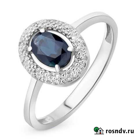 Кольцо из белого золота с бриллиантами и сапфиром Усинск - изображение 1