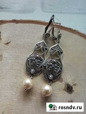 Серебряные серьги с ювелирным стеклом preciosa Тула - изображение 1