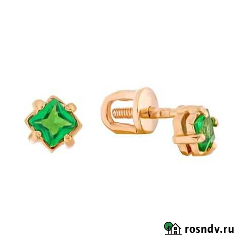 Серьги С фианитом из золота 585 пробы Набережные Челны - изображение 1