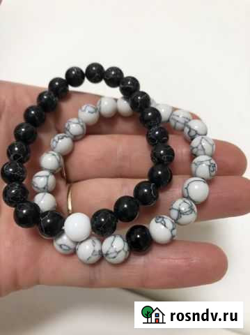 Браслет парный агат белый и черный Севастополь - изображение 1