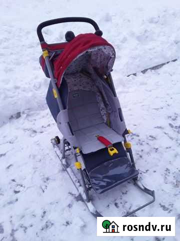 Детские санки коляска бу состояние: новые использо Курчатов - изображение 1