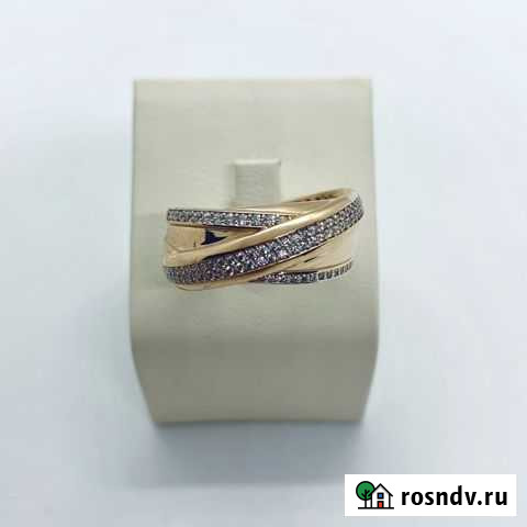 Золотое кольцо с фианитами, 585 проба, размер 20 Краснодар - изображение 1