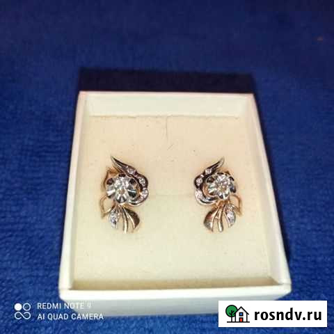 Золотые серьги с бриллиантами Алексин - изображение 1