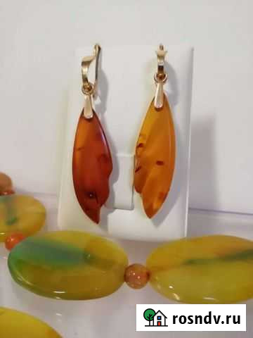 Золотые серьги с янтарем СССР Кстово - изображение 1