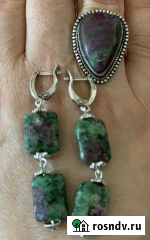Комплект украшений с цоизитом Солнечногорск - изображение 1