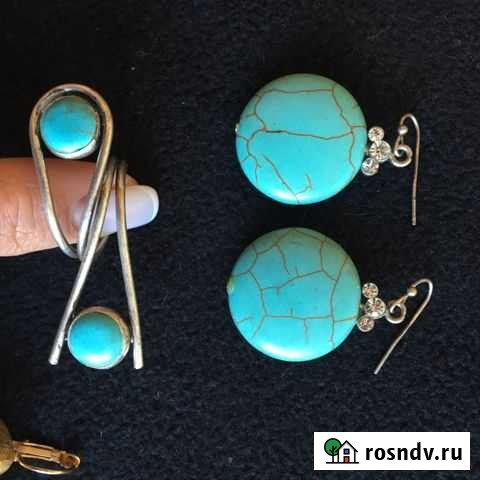 Кольцо серьги бирюза Мурино - изображение 1