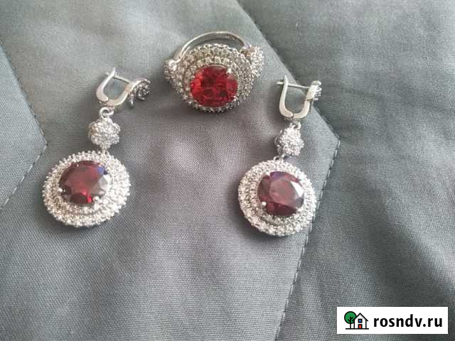 Комплект кольцо и серьги 17-18 размер Воронеж - изображение 1