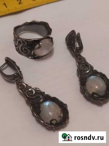 Эксклюзивный серебряный гарнитур Лунный камень Уфа - изображение 1