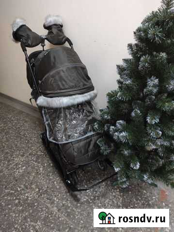 Коляска санки Ника 7-5sk коричневый Сыктывкар - изображение 1