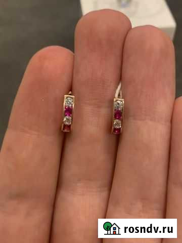 Серьги золотые с фианитами Тула - изображение 1