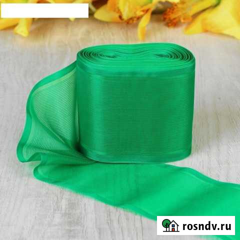 Лента для бантов, 80мм, 25м, цвет зелёный Ухта - изображение 1