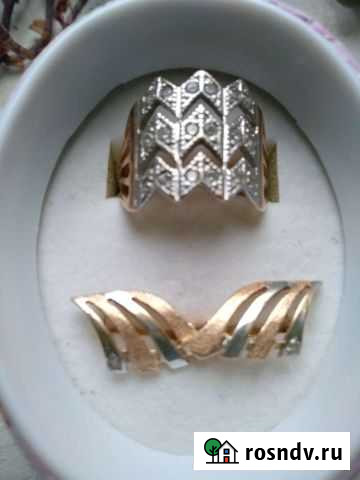 Золотые серьги и кольцо 585 пробы Иваново - изображение 1