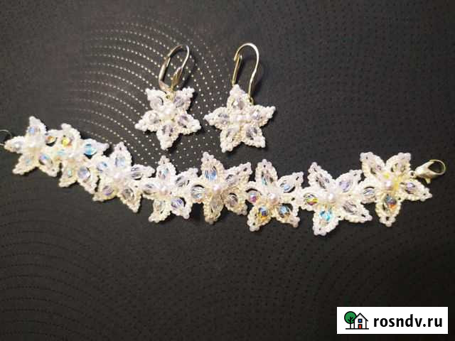 Серьги и браслет ручной работы Ижевск - изображение 1