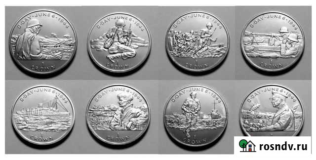 Мэн 1 крона - Высадка в Нормандии UNC набор Рыбинск - изображение 1