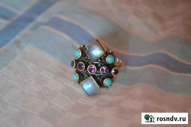 Серебро 925 аметист лунный камень бирюза Павловская - изображение 1