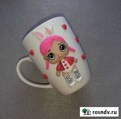 Кружка с декором из полимерной глины Зайка Иркутск - изображение 1