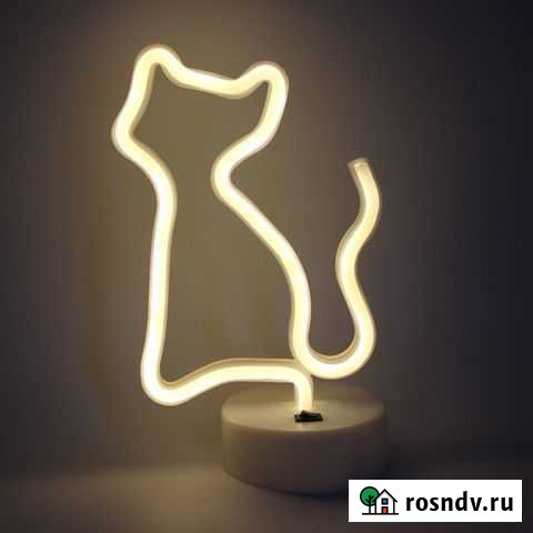 Неоновый ночник Кошка белый Сергиев Посад - изображение 1