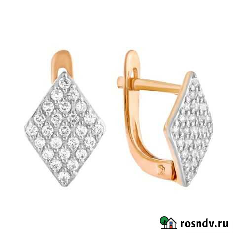 Серьги С фианитом из золота 585 пробы Набережные Челны - изображение 1