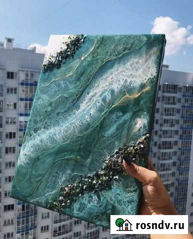 Картина срез камня из эпоксидной смолы (Зеленая Красноярск - изображение 1