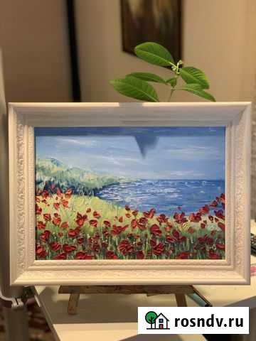 Картина маслом на холсте - маки и море Новый Уренгой - изображение 1