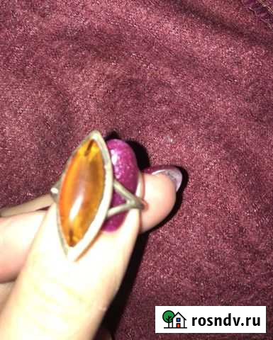 Серебряное кольцо с янтарем винтаж 925 Пересылаю Тольятти - изображение 1