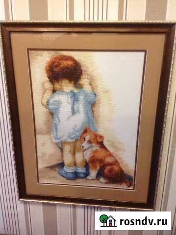 Картина вышитая крестикомНеразлучные друзья Псков - изображение 1