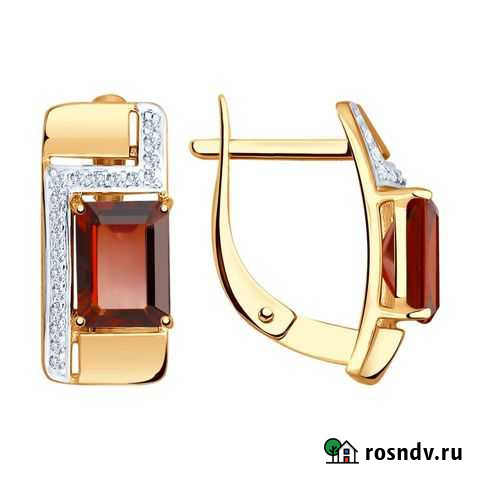 Золотые серьги и гранатами и фианитами.Новые.Бирка Мурино - изображение 1