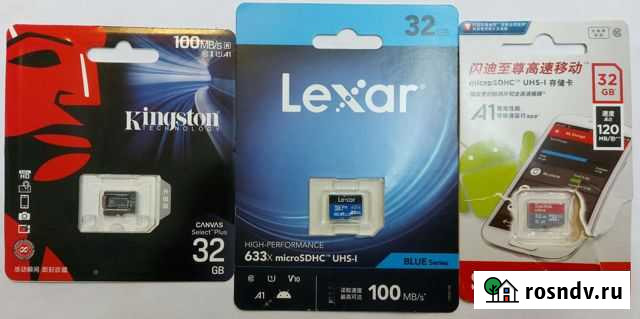 Карты памяти MicroSD Kingston, Sandisk, Lexar 32Гб Хасавюрт - изображение 1