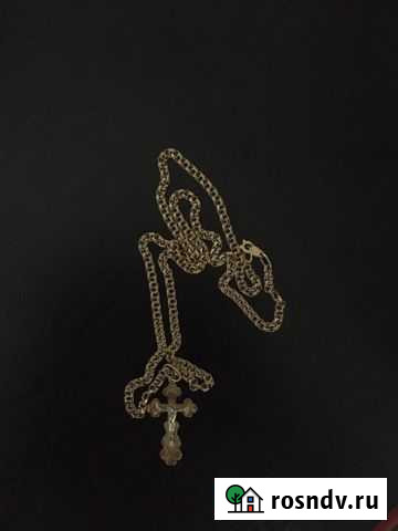 Зотолая цепочка с кретсиком 585 проба Челябинск - изображение 1